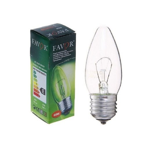 Лампа накаливания Favor B36 Свеча ДС Е27 220В 60Вт 660Лм 2700К 37х100мм фото Лампа накаливания Favor B36 Свеча ДС Е27 220В 60Вт 660Лм 2700К 37х100мм картинка